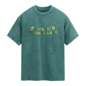 Lets Get Lucked Up Washed Cotton T-Shirt St Patricks Day Drinking