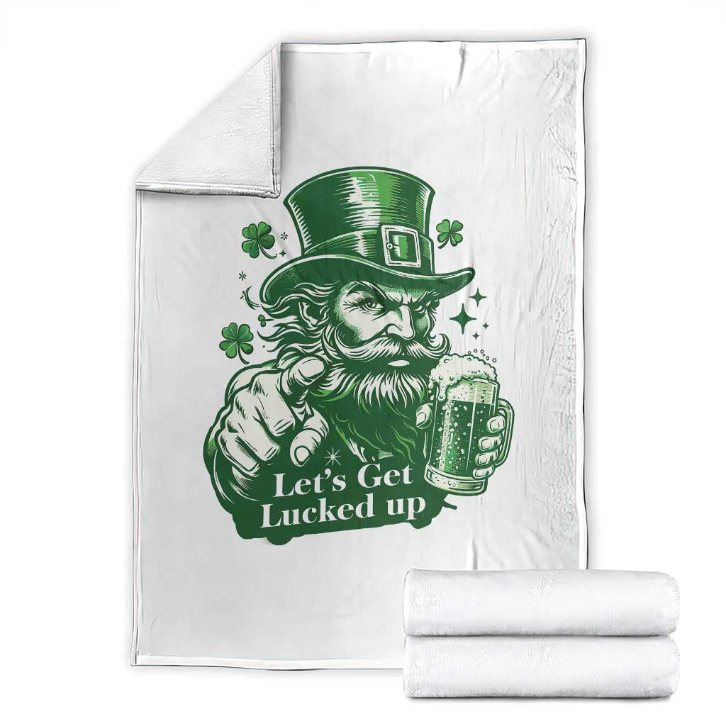 Lets Get Lucked Up Throw Blanket St Patricks Day Party Humor TS12 White Print Your Wear