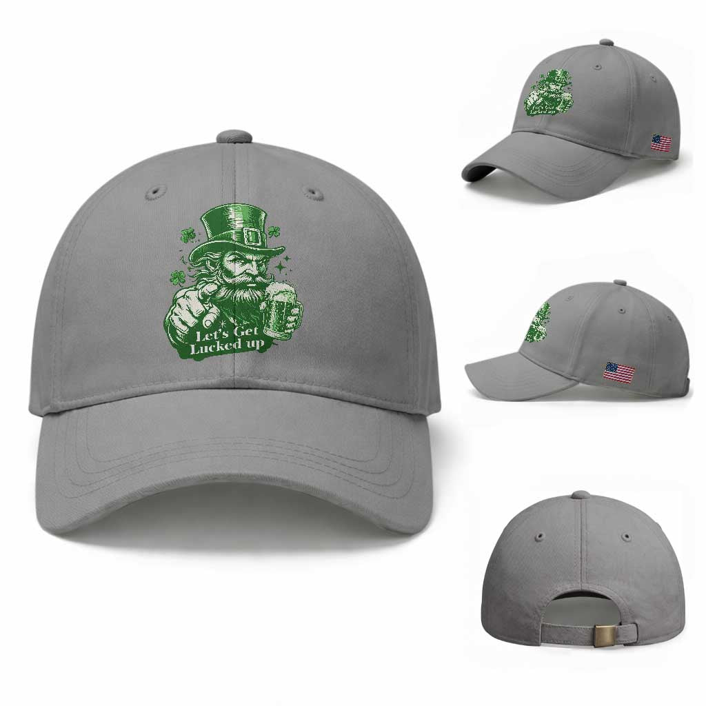 Lets Get Lucked Up Baseball Cap St Patricks Day Party Humor TS12 Baseball Cap Universal Fit Sport Gray Print Your Wear