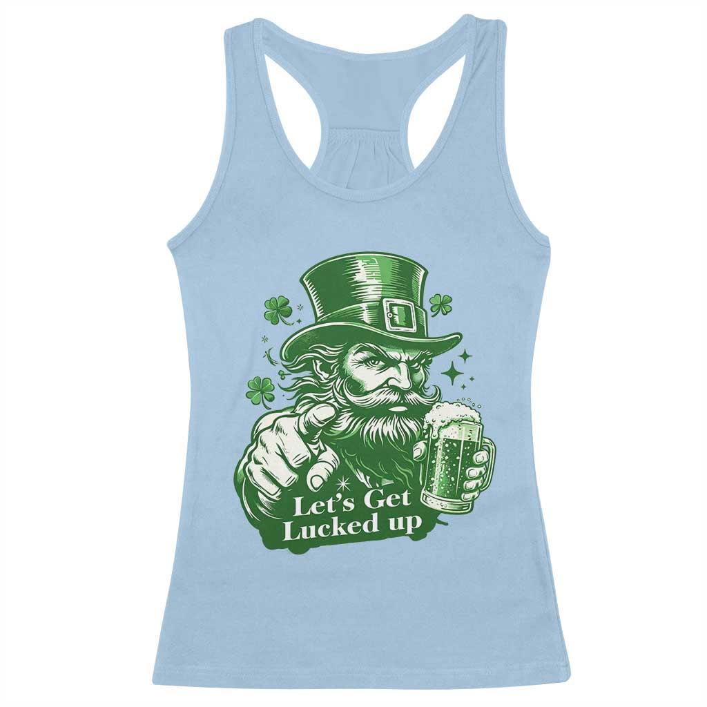 Lets Get Lucked Up Racerback Tank Top St Patricks Day Party Humor TS12 Light Blue Print Your Wear