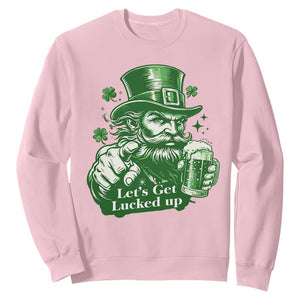 Lets Get Lucked Up Sweatshirt St Patricks Day Party Humor TS12 Light Pink Print Your Wear