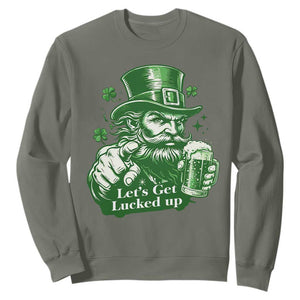 Lets Get Lucked Up Sweatshirt St Patricks Day Party Humor TS12 Military Green Print Your Wear