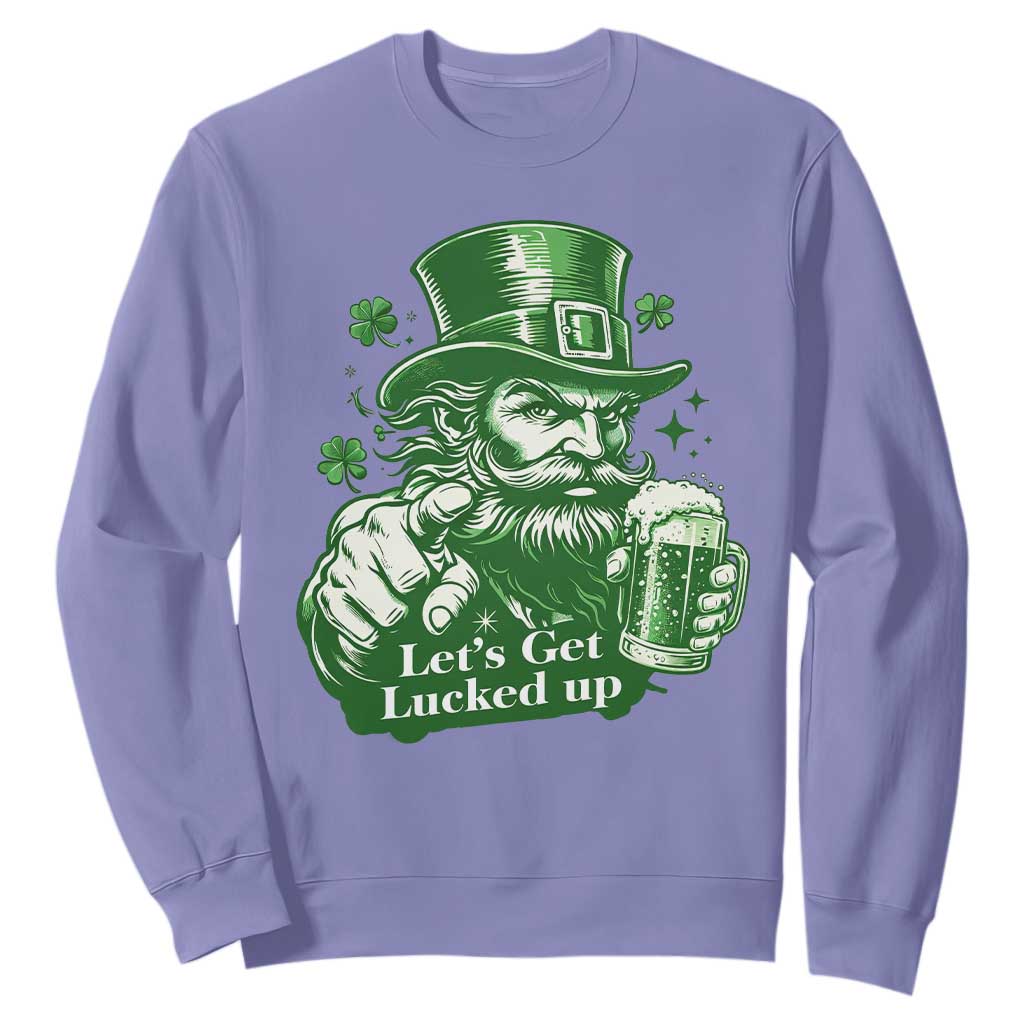 Lets Get Lucked Up Sweatshirt St Patricks Day Party Humor TS12 Violet Print Your Wear