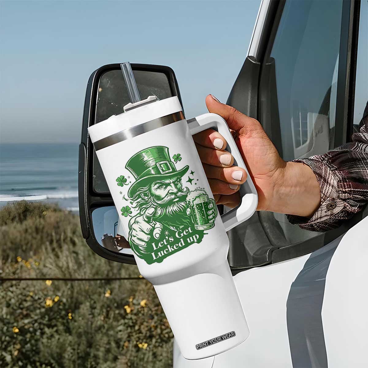 Lets Get Lucked Up Tumbler With Handle St Patricks Day Party Humor TS12 Print Your Wear