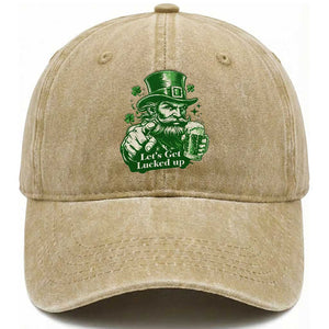 Lets Get Lucked Up Washed Cotton Baseball Cap St Patricks Day Party Humor TS12 Print Your Wear