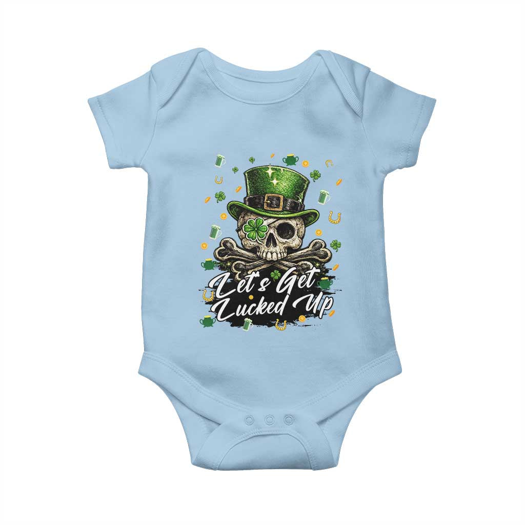 Lets Get Lucked Up Baby Onesie Lucky Skeleton St Patricks Day TS12 Light Blue Print Your Wear
