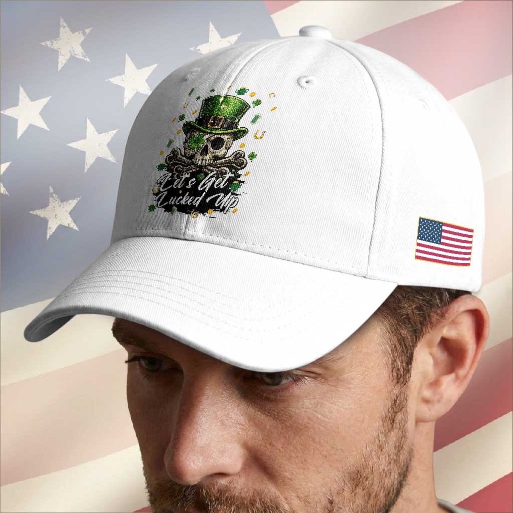 Lets Get Lucked Up Baseball Cap Lucky Skeleton St Patricks Day TS12 Print Your Wear