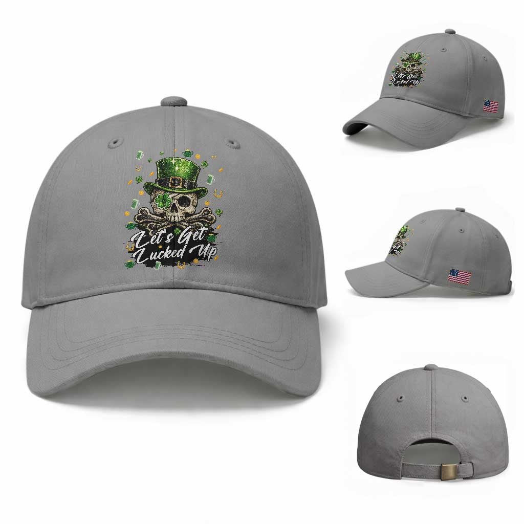 Lets Get Lucked Up Baseball Cap Lucky Skeleton St Patricks Day TS12 Baseball Cap Universal Fit Sport Gray Print Your Wear