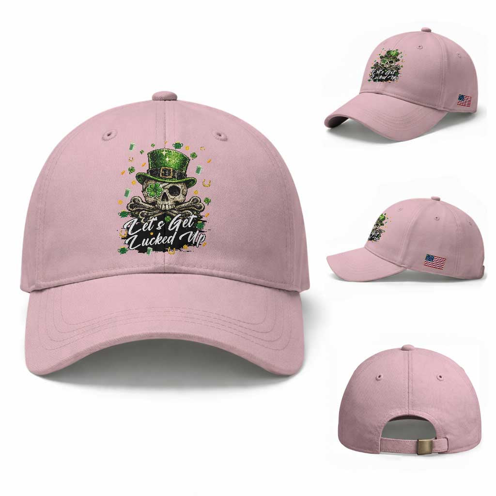 Lets Get Lucked Up Baseball Cap Lucky Skeleton St Patricks Day TS12 Baseball Cap Universal Fit Light Pink Print Your Wear