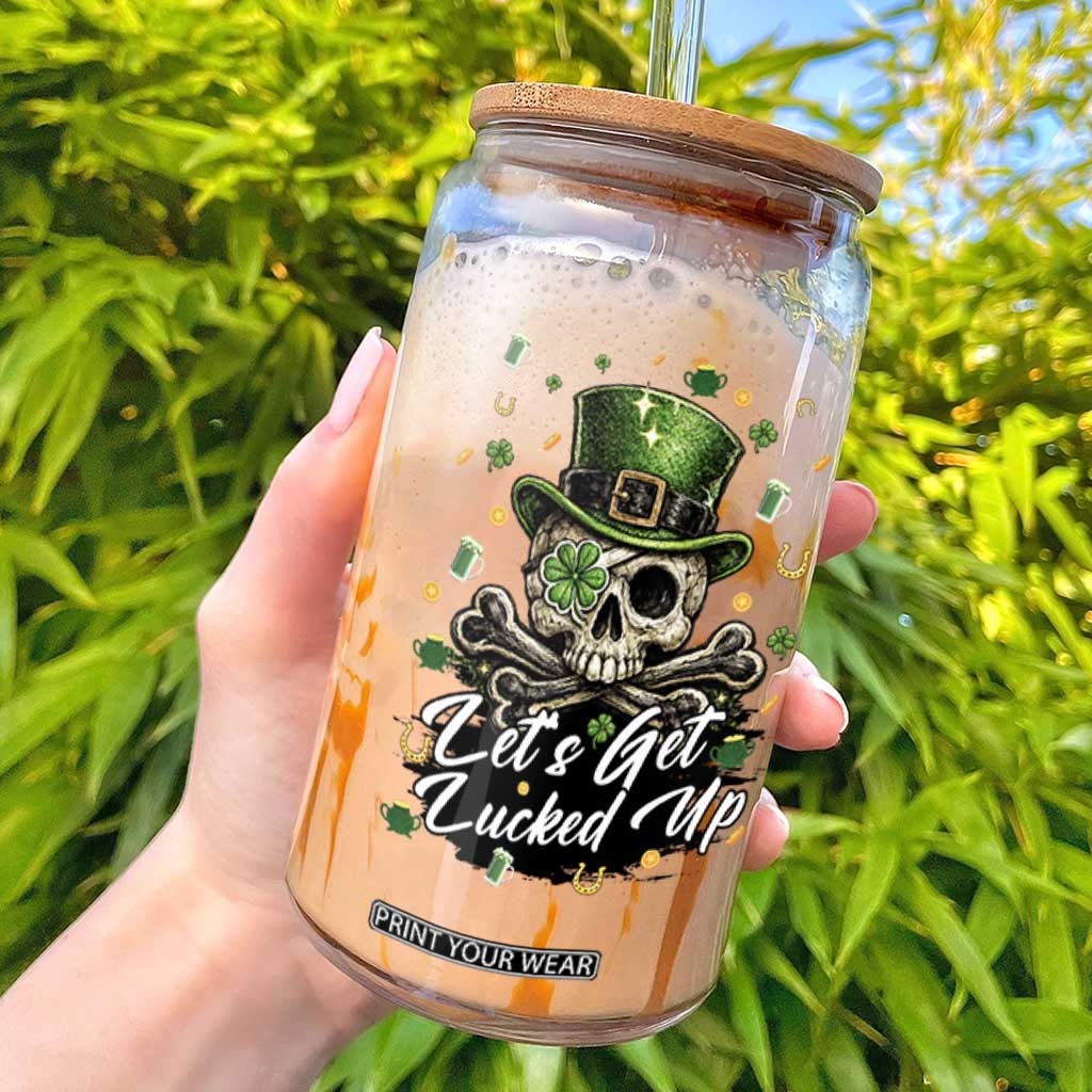 Lets Get Lucked Up Glass Can Lucky Skeleton St Patricks Day TS12 White Print Your Wear