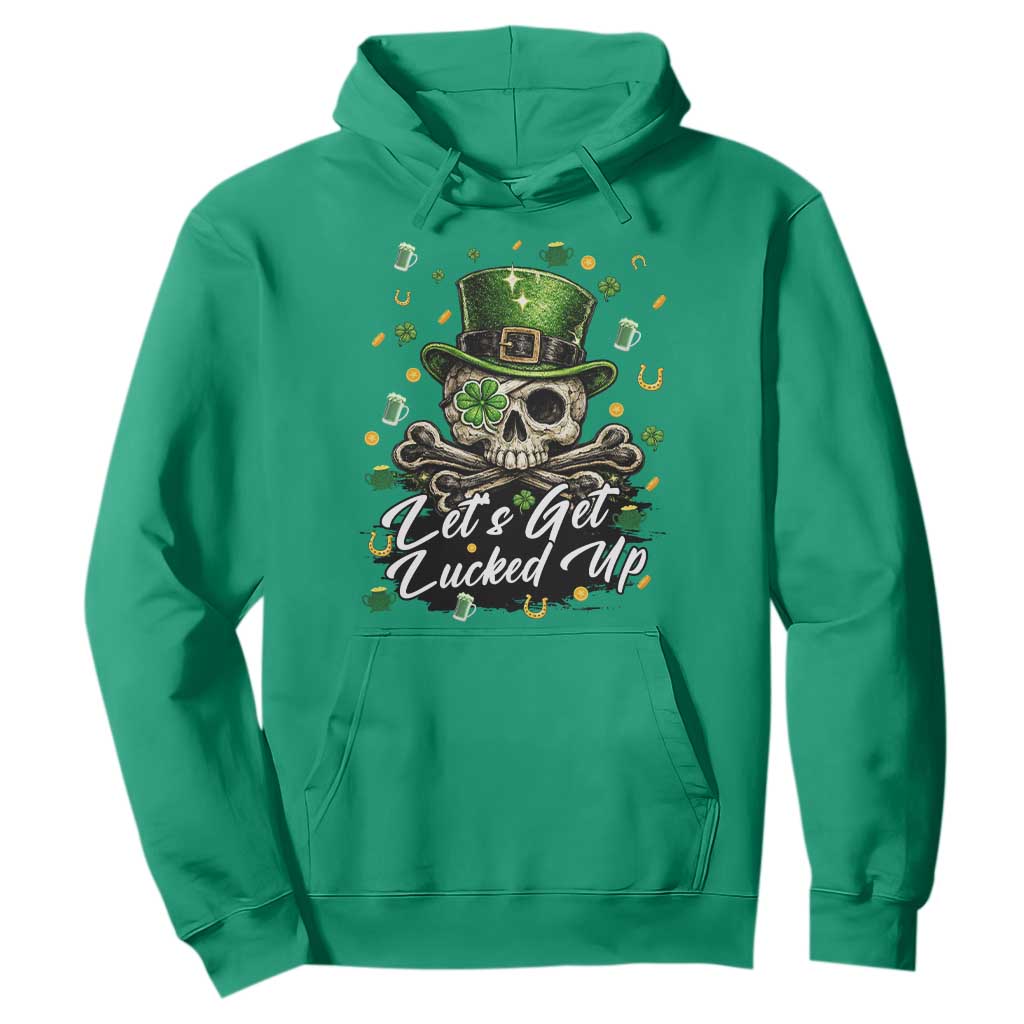 Lets Get Lucked Up Hoodie Lucky Skeleton St Patricks Day TS12 Irish Green Print Your Wear