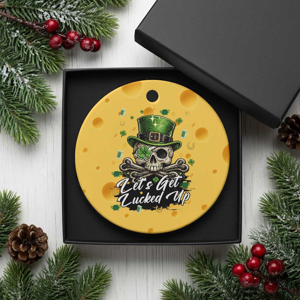 Lets Get Lucked Up Ceramic Ornament Lucky Skeleton St Patricks Day TS12 1pc Yellow Cheese Print Your Wear