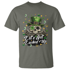 Lets Get Lucked Up T Shirt Lucky Skeleton St Patricks Day TS12 Military Green Print Your Wear