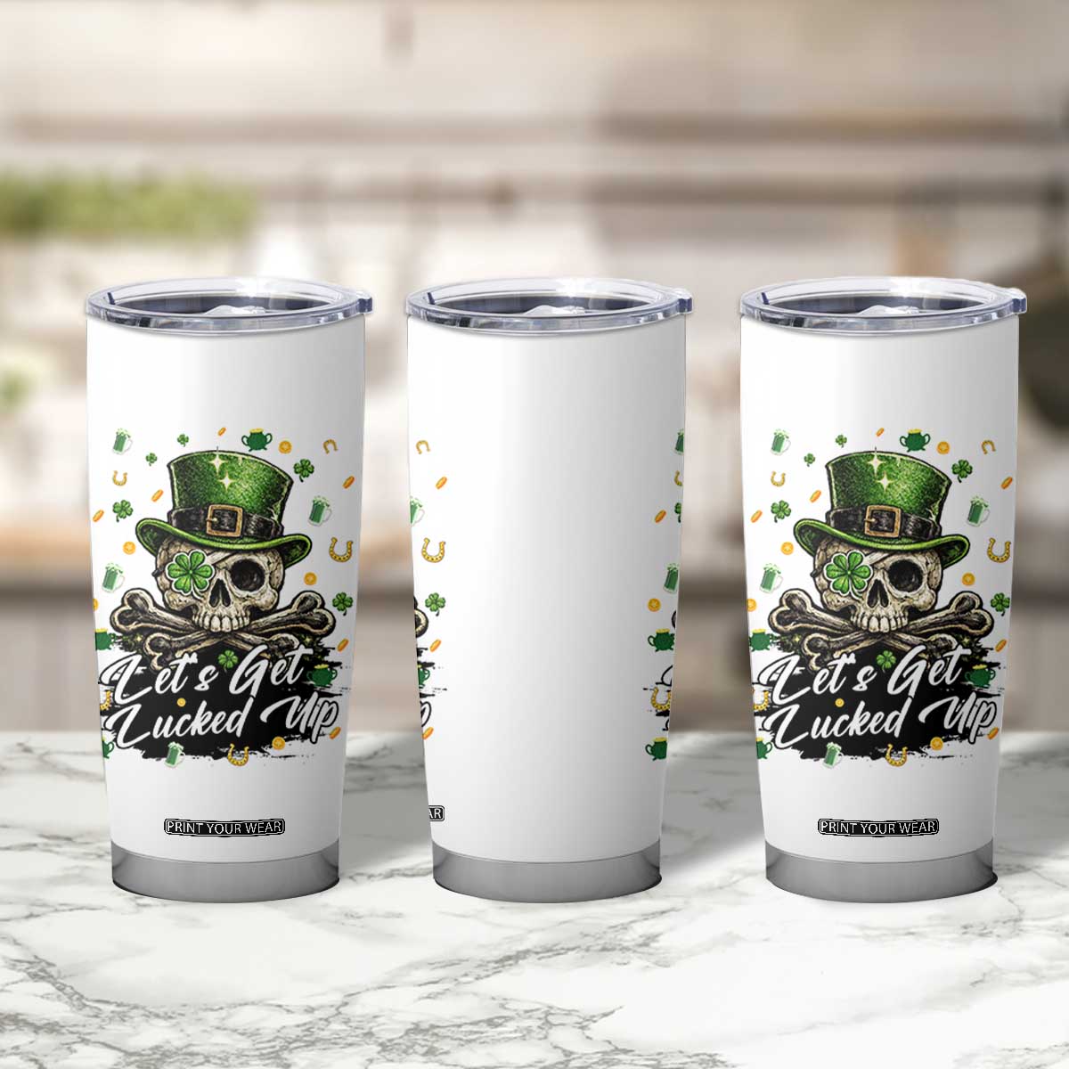 Lets Get Lucked Up Tumbler Cup Lucky Skeleton St Patricks Day TS12 Print Your Wear