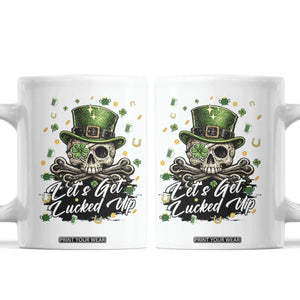 Lets Get Lucked Up Coffee Mug Lucky Skeleton St Patricks Day TS12 White Print Your Wear