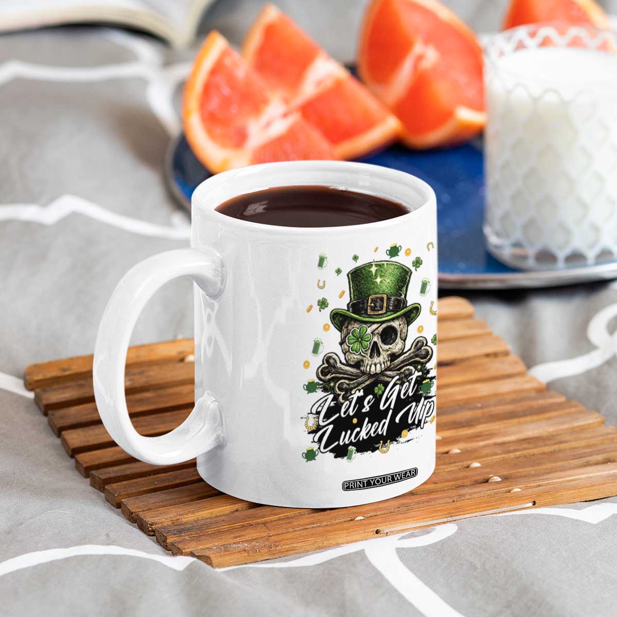 Lets Get Lucked Up Coffee Mug Lucky Skeleton St Patricks Day TS12 Print Your Wear