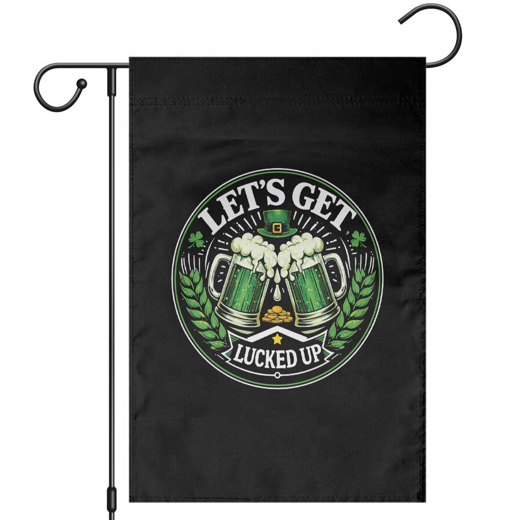 Lets Get Lucked Up Garden Flag Funny Saint Patricks Day Lucky Drinking TS12 Black Print Your Wear