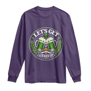 Lets Get Lucked Up Long Sleeve Shirt Funny Saint Patricks Day Lucky Drinking TS12 Purple Print Your Wear