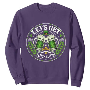 Lets Get Lucked Up Sweatshirt Funny Saint Patricks Day Lucky Drinking TS12 Purple Print Your Wear