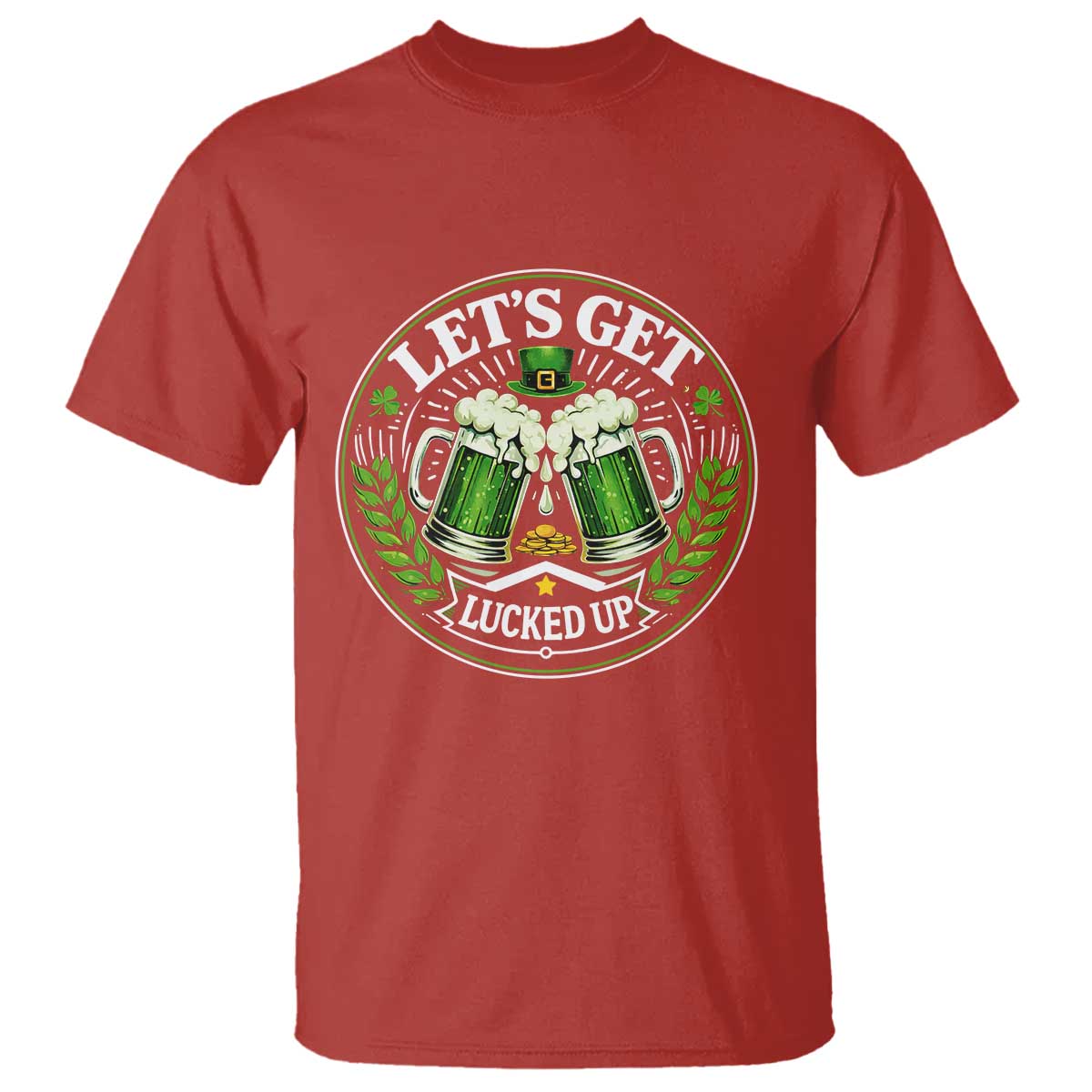 Lets Get Lucked Up T Shirt Funny Saint Patricks Day Lucky Drinking TS12 Red Print Your Wear