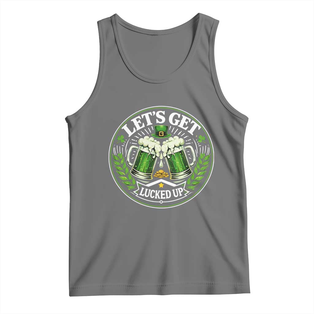 Lets Get Lucked Up Tank Top Funny Saint Patricks Day Lucky Drinking TS12 Black Heather Print Your Wear
