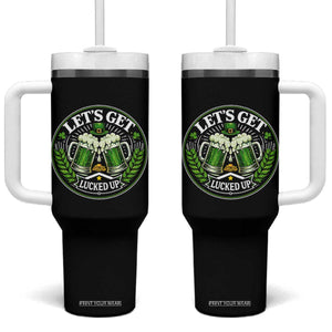Lets Get Lucked Up Tumbler With Handle Funny Saint Patricks Day Lucky Drinking TS12 One Size: 40 oz Black Print Your Wear
