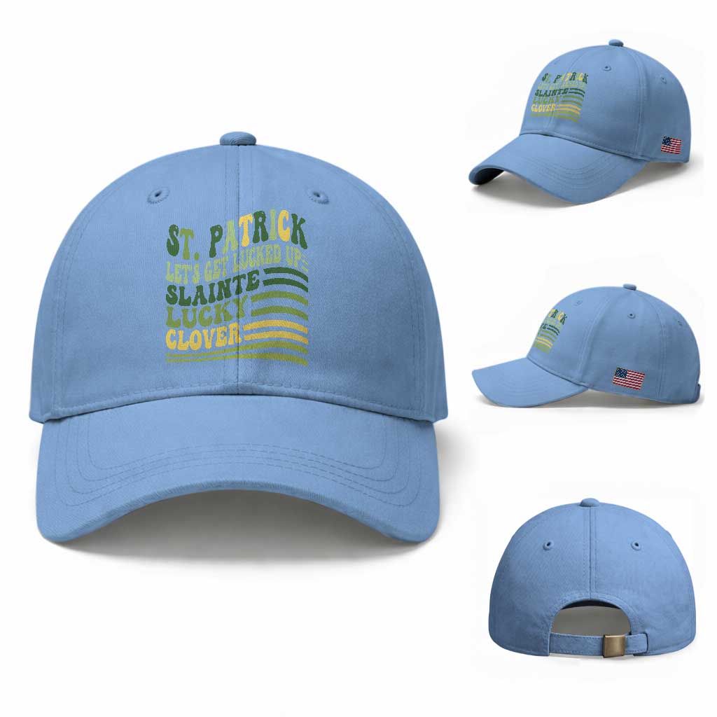 Lets Get Lucked Up Baseball Cap Funny St Patricks Day TS12 Baseball Cap Universal Fit Light Blue Print Your Wear