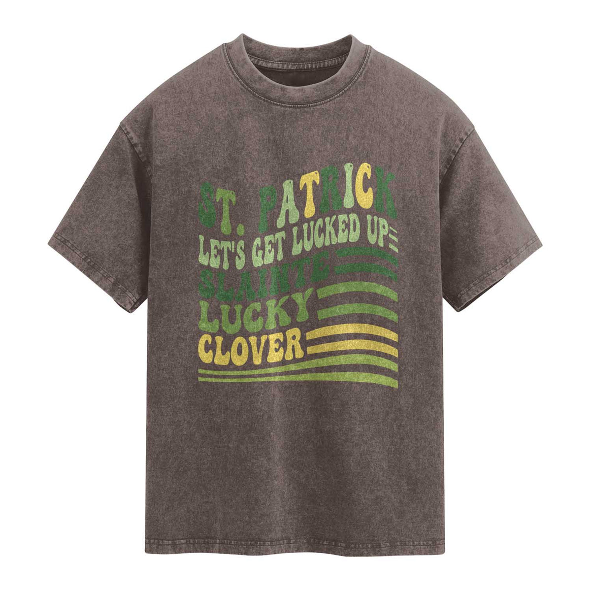 Lets Get Lucked Up Washed Cotton T-Shirt Funny St Patricks Day