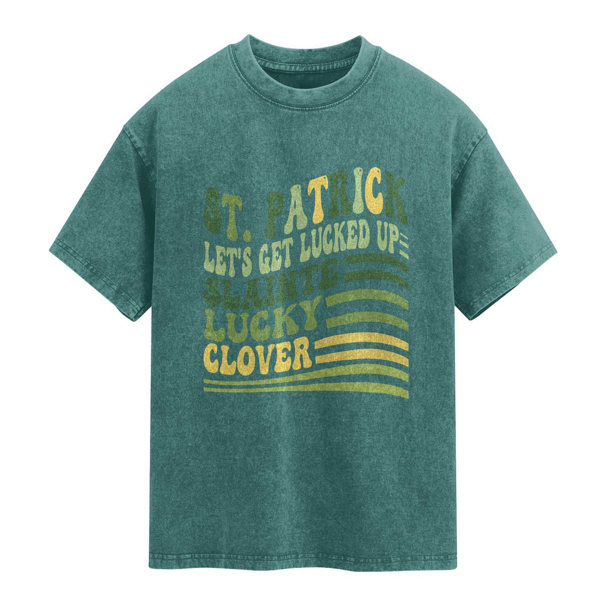 Lets Get Lucked Up Washed Cotton T-Shirt Funny St Patricks Day
