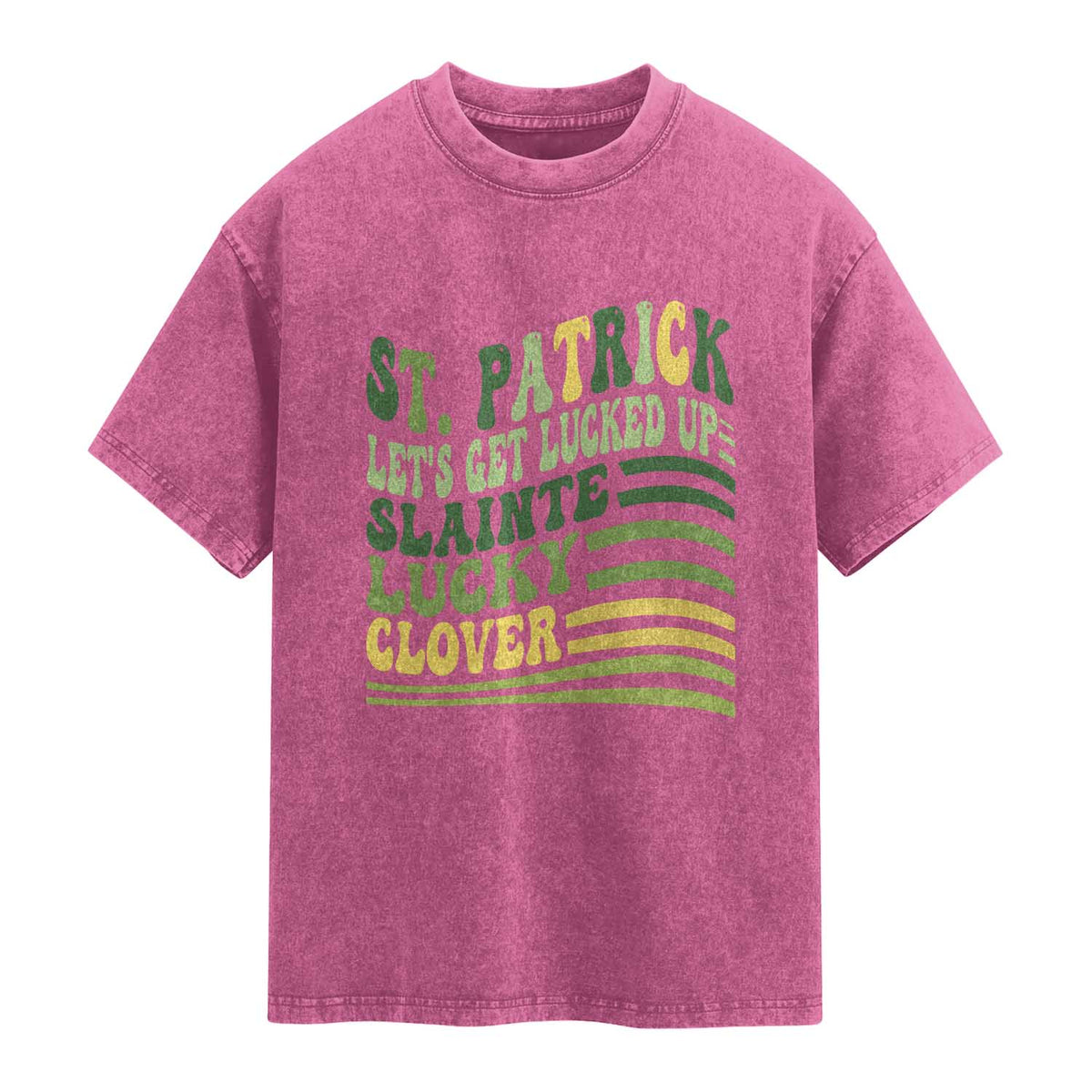 Lets Get Lucked Up Washed Cotton T-Shirt Funny St Patricks Day