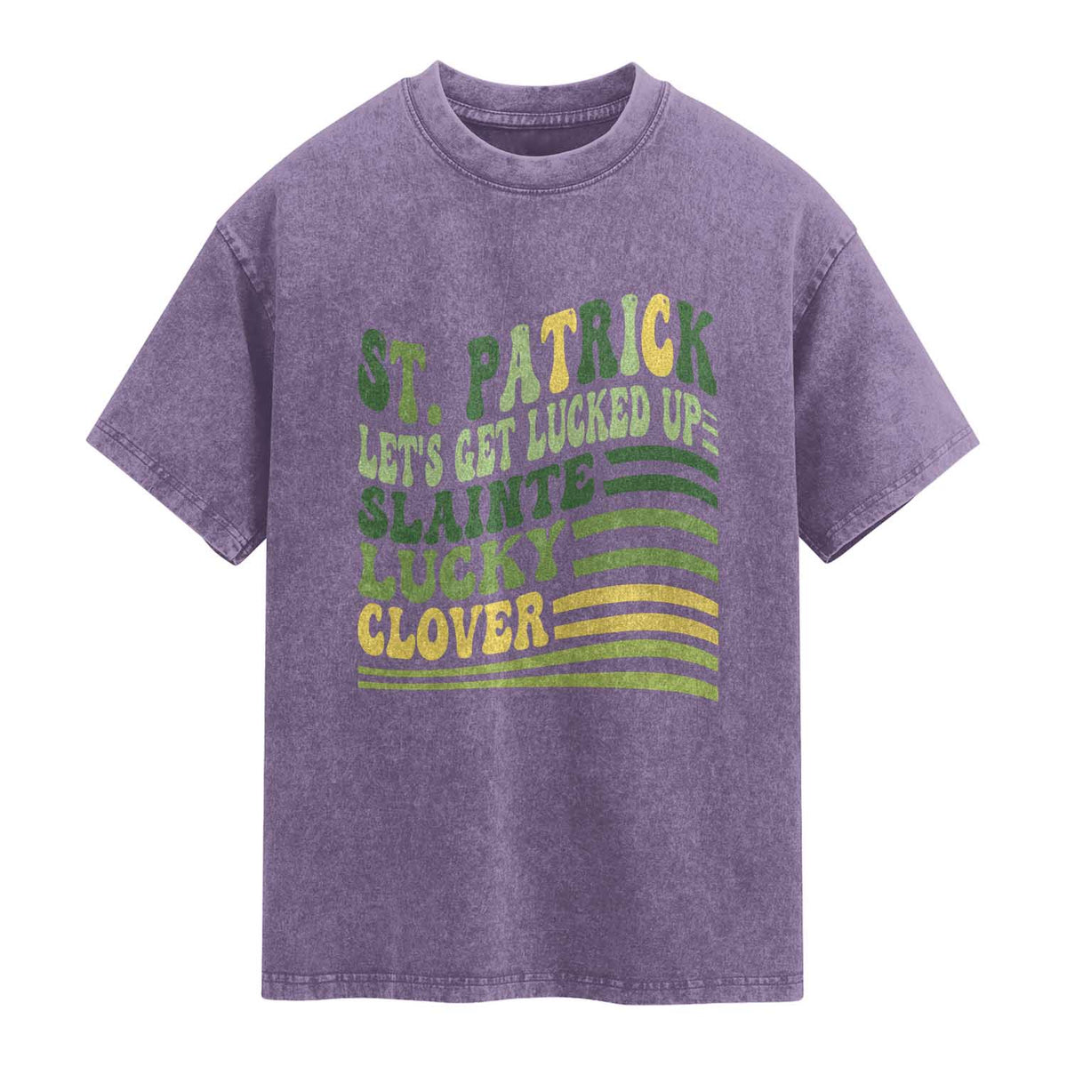Lets Get Lucked Up Washed Cotton T-Shirt Funny St Patricks Day