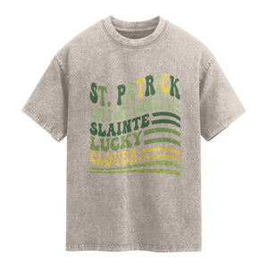 Lets Get Lucked Up Washed Cotton T-Shirt Funny St Patricks Day