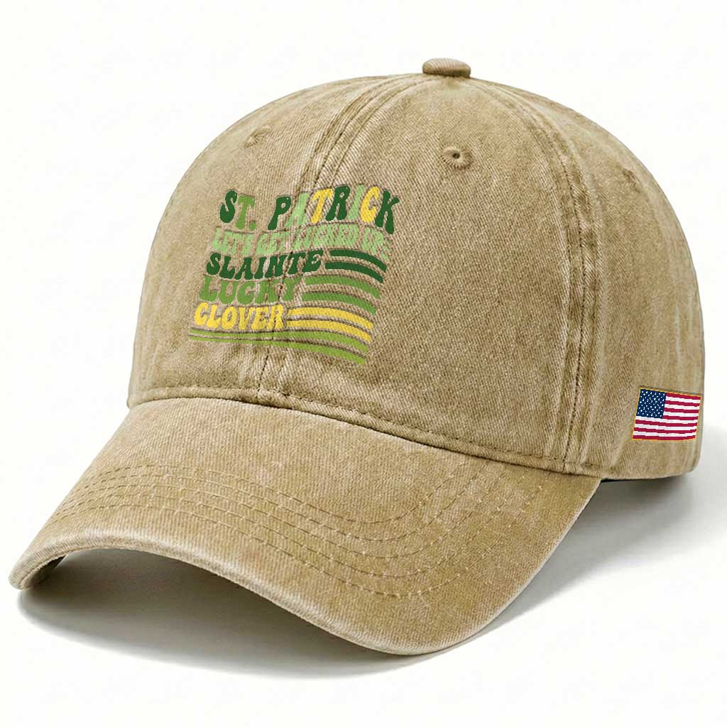 Lets Get Lucked Up Washed Cotton Baseball Cap Funny St Patricks Day TS12 Print Your Wear