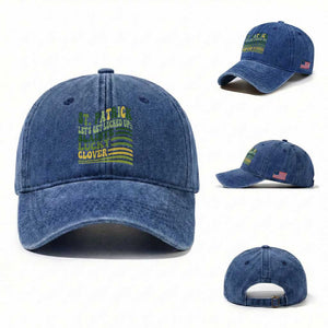 Lets Get Lucked Up Washed Cotton Baseball Cap Funny St Patricks Day TS12 Washed Cap Universal Fit Royal Blue Print Your Wear