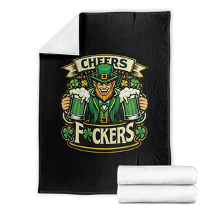Cheers Fckers Throw Blanket Funny Leprechaun St Patricks Day Party TS12 Black Print Your Wear