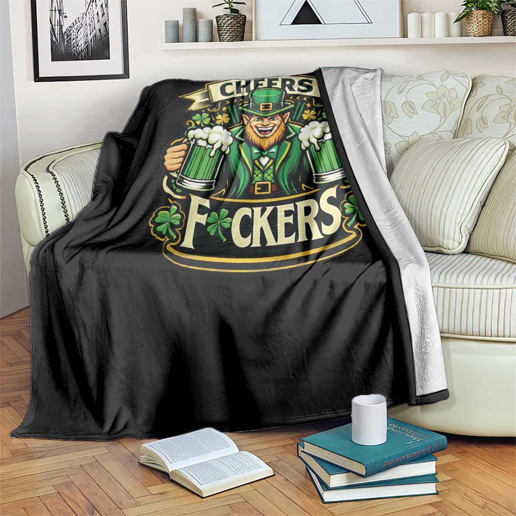 Cheers Fckers Throw Blanket Funny Leprechaun St Patricks Day Party TS12 Print Your Wear