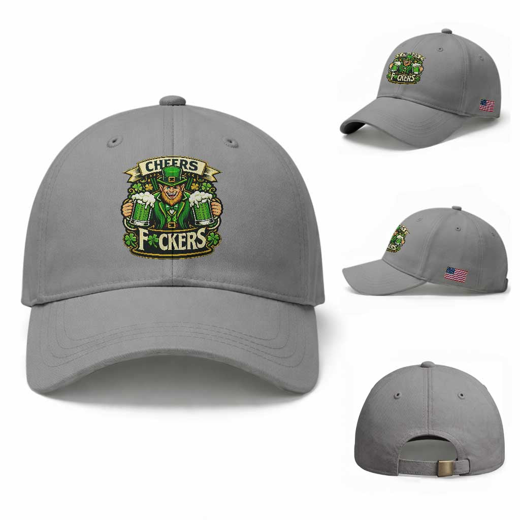 Cheers Fckers Baseball Cap Funny Leprechaun St Patricks Day Party TS12 Baseball Cap Universal Fit Sport Gray Print Your Wear