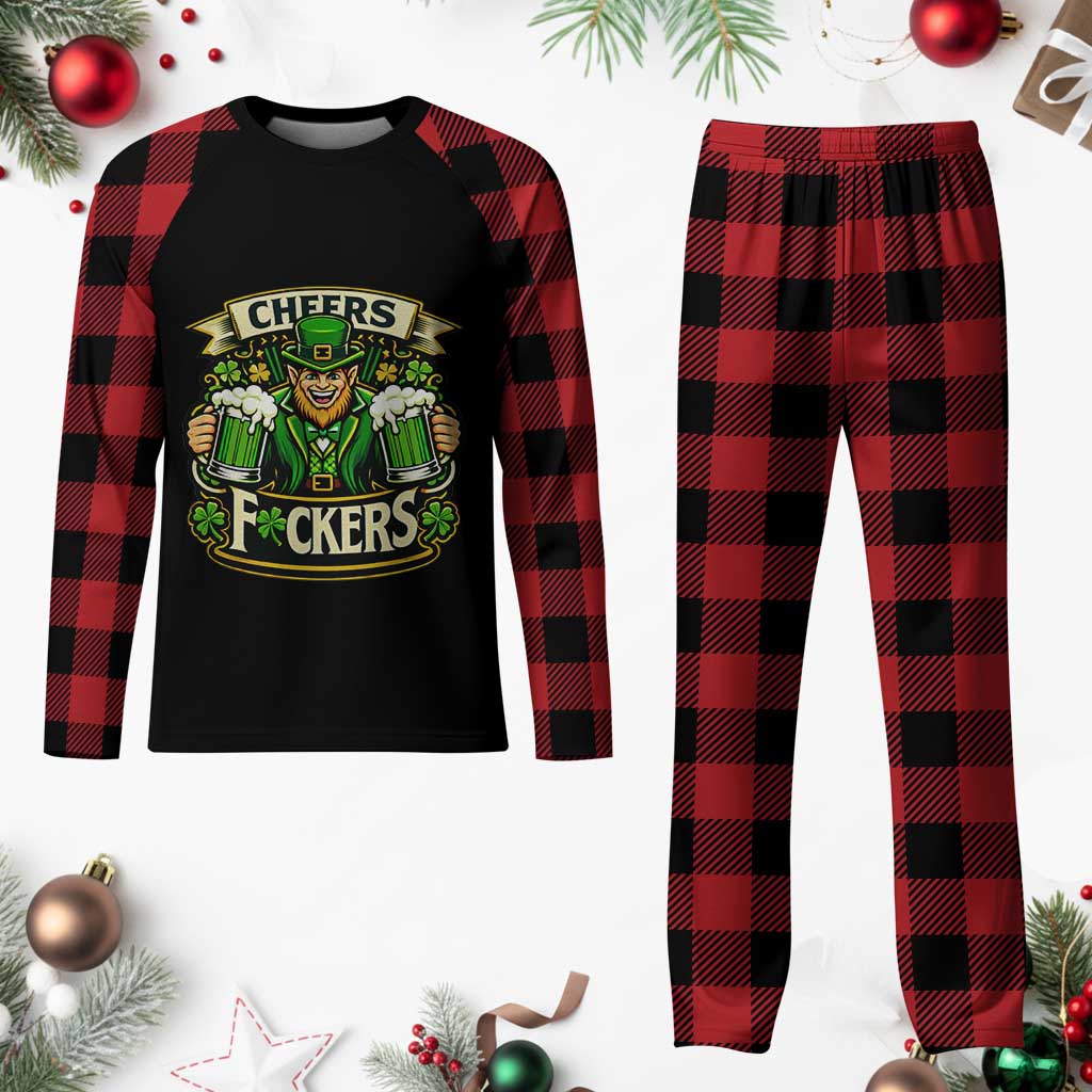 Cheers Fckers Plaid Pajama Set Funny Leprechaun St Patricks Day Party TS12 Buffalo Plaid Print Your Wear