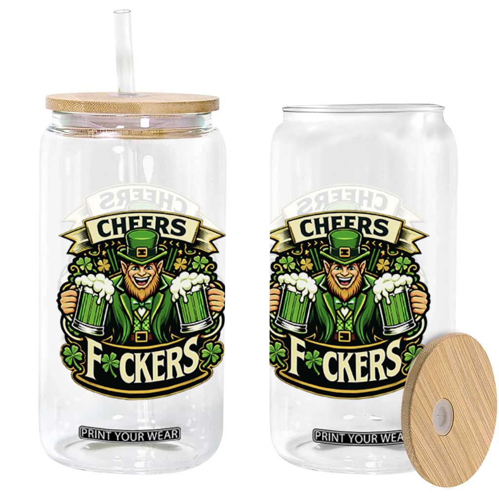 Cheers Fckers Glass Can Funny Leprechaun St Patricks Day Party TS12 Print Your Wear