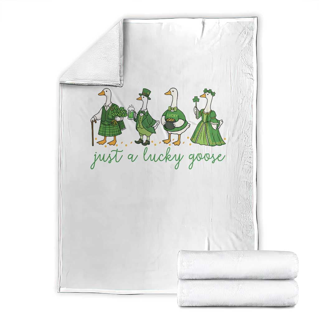 Just A Lucky Goose Throw Blanket Funny St Patricks Day Irish Gift TS12 White Print Your Wear