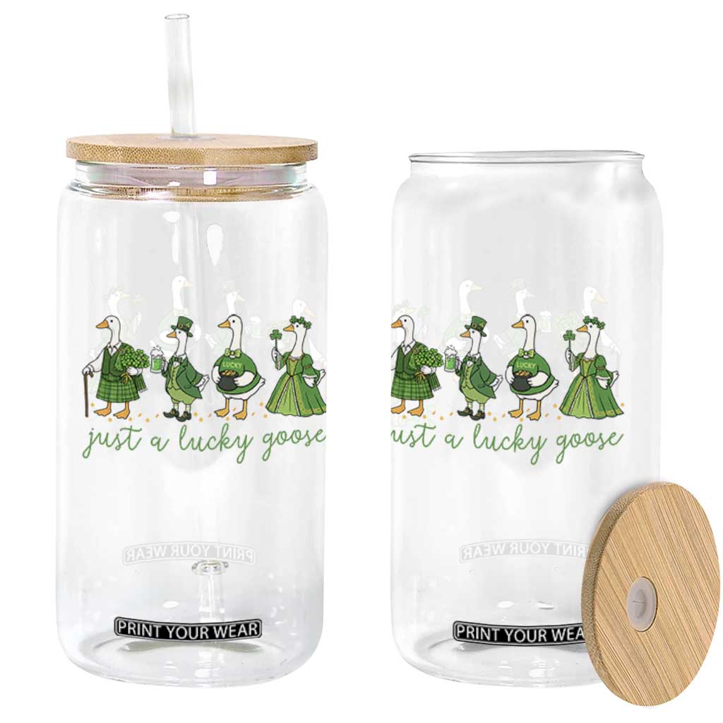 Just A Lucky Goose Glass Can Funny St Patricks Day Irish Gift TS12 Print Your Wear