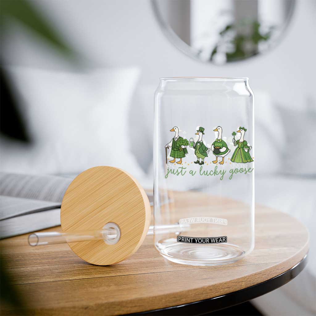 Just A Lucky Goose Glass Can Funny St Patricks Day Irish Gift TS12 Print Your Wear