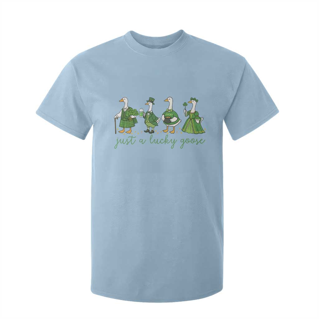 Just A Lucky Goose T Shirt For Kid Funny St Patricks Day Irish Gift TS12 Light Blue Print Your Wear