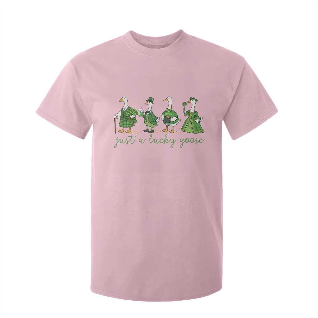 Just A Lucky Goose T Shirt For Kid Funny St Patricks Day Irish Gift TS12 Light Pink Print Your Wear