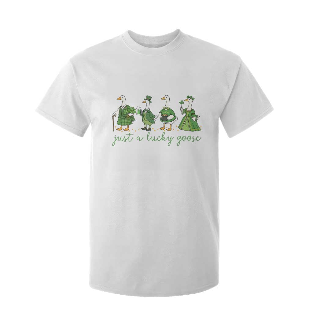 Just A Lucky Goose T Shirt For Kid Funny St Patricks Day Irish Gift TS12 White Print Your Wear