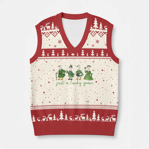 Just A Lucky Goose V-Neck Knit Sweater Vest Funny St Patricks Day Irish Gift TS12 Beige Red Print Your Wear
