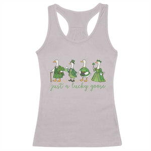 Just A Lucky Goose Racerback Tank Top Funny St Patricks Day Irish Gift TS12 Ice Gray Print Your Wear