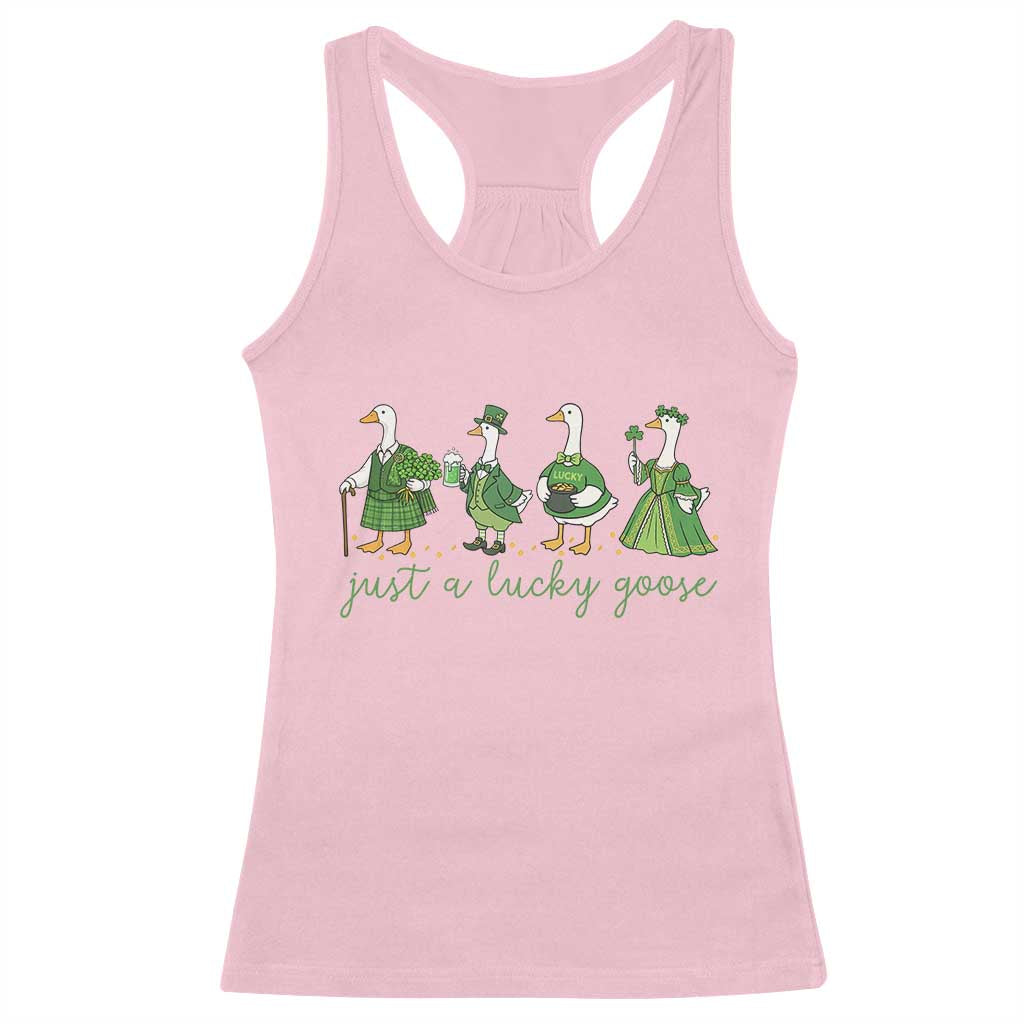 Just A Lucky Goose Racerback Tank Top Funny St Patricks Day Irish Gift TS12 Light Pink Print Your Wear