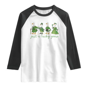 Just A Lucky Goose Raglan Shirt Funny St Patricks Day Irish Gift TS12 White Black Print Your Wear