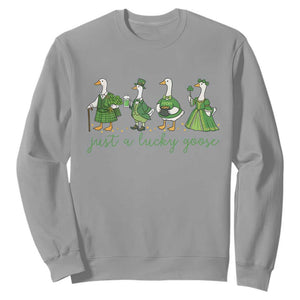 Just A Lucky Goose Sweatshirt Funny St Patricks Day Irish Gift TS12 Sport Gray Print Your Wear
